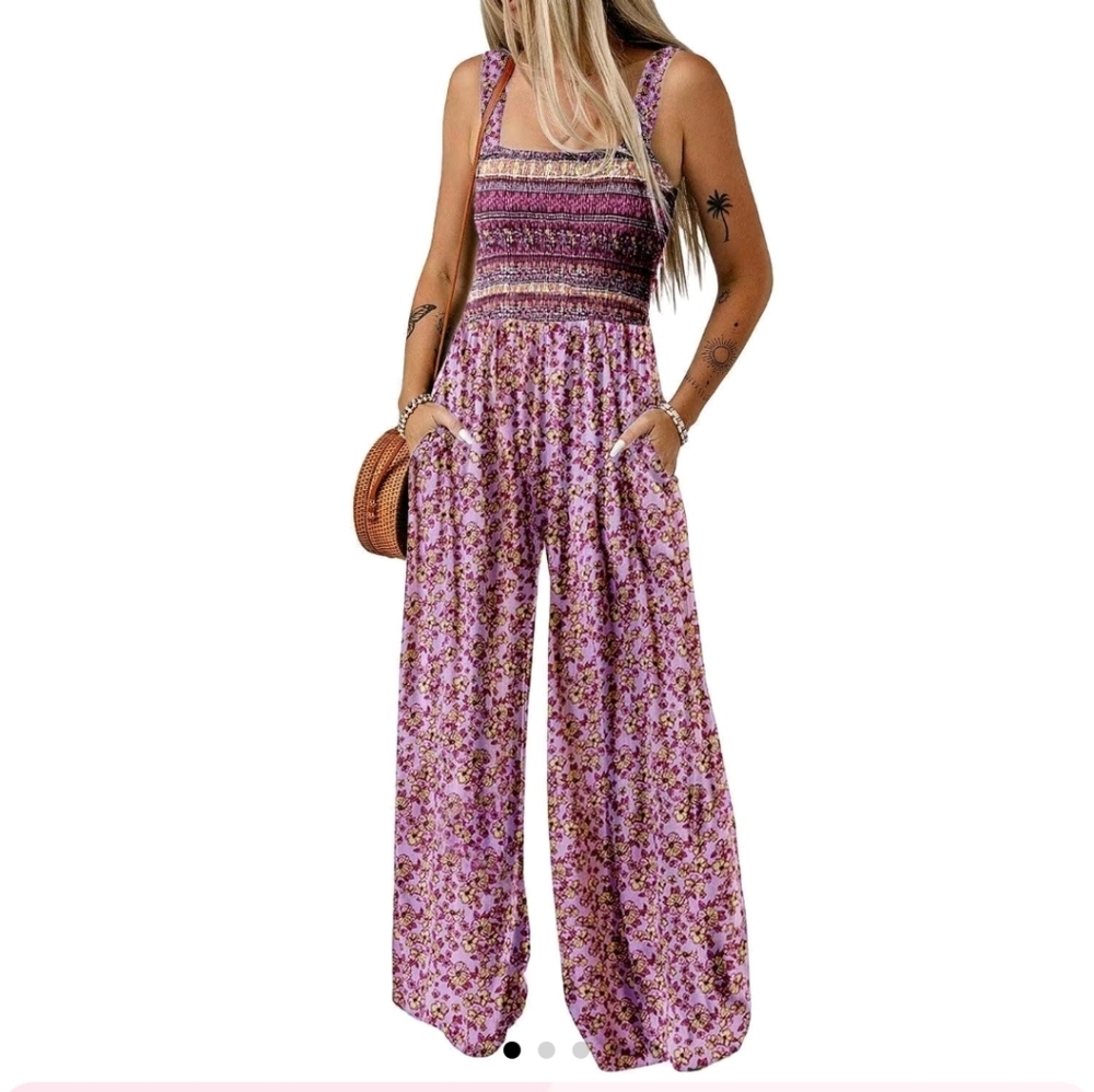 Women's Floral Jumpsuit - Pink